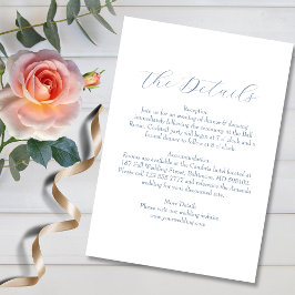 Minimalistische Elegante Dusty Blue Wedding Detail Informatiekaartje