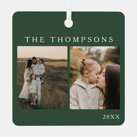 Minimalistische Elegante Eenvoudige 4 Foto Moss Ke Metalen Ornament (Achterkant)