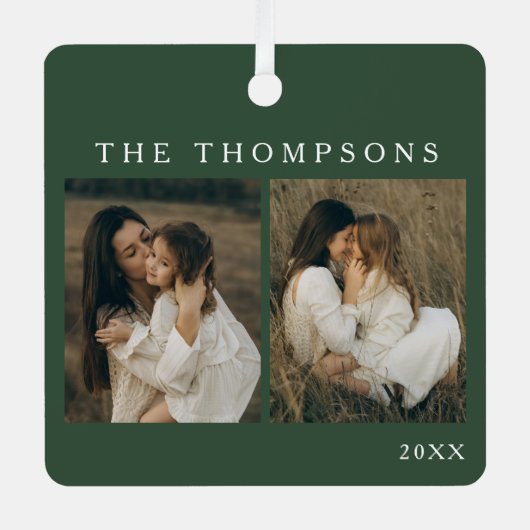 Minimalistische Elegante Eenvoudige 4 Foto Moss Ke Metalen Ornament (Voorkant)