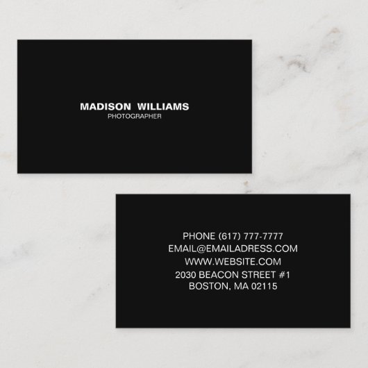 Minimalistische elegante eenvoudige custom wit zwa visitekaartje (Voorkant / Achterkant)