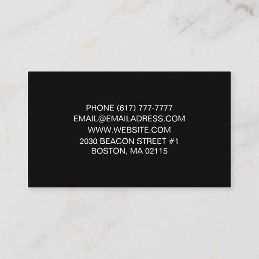 Minimalistische elegante eenvoudige custom wit zwa visitekaartje (Achterkant)