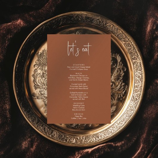 Minimalistische elegante eenvoudige moderne trouwm menu