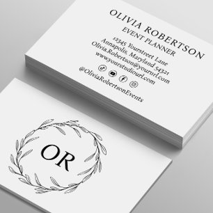 Minimalistische Elegante Eenvoudige Monogram Olijf Visitekaartje