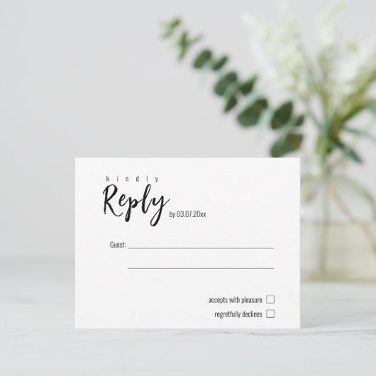 💍 Minimalistische Elegante eenvoudige RSVP Briefkaart (Staand voorkant)