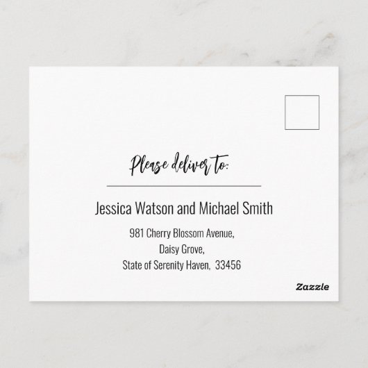 💍 Minimalistische Elegante eenvoudige RSVP Briefkaart (Achterkant)