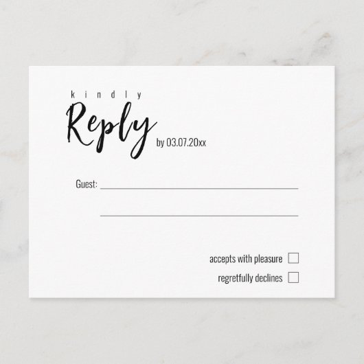 💍 Minimalistische Elegante eenvoudige RSVP Briefkaart (Voorkant)