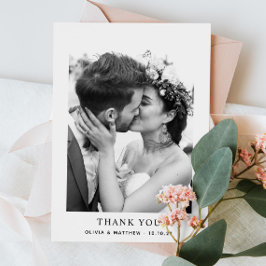 Minimalistische elegante eenvoudige schone foto br bedankkaart