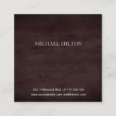 Minimalistische elegante effen bruine textuur mono vierkante visitekaartje (Achterkant)