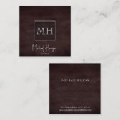 Minimalistische elegante effen bruine textuur mono vierkante visitekaartje (Voorkant / Achterkant)