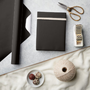 Minimalistische Elegante Effens Zwarte Leer Cadeaupapier