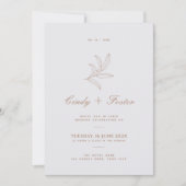 Minimalistische Elegante Eucalyptus Line Art Weddi Kaart (Voorkant)