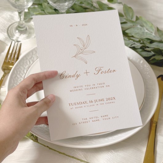 Minimalistische Elegante Eucalyptus Line Art Weddi Kaart