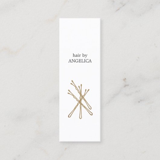 Minimalistische Elegante Faux Gold Haarspelden Haa Mini Visitekaartje (Voorkant)