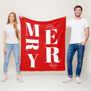 Minimalistische Elegante Felrode Vrolijke Kerstmis Fleece Deken