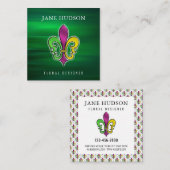 Minimalistische Elegante Fleur De Lis Ontwerp Vierkante Visitekaartje (Voorkant / Achterkant)