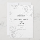 Minimalistische Elegante Floral bruiloft uitnodigi Kaart (Voorkant)