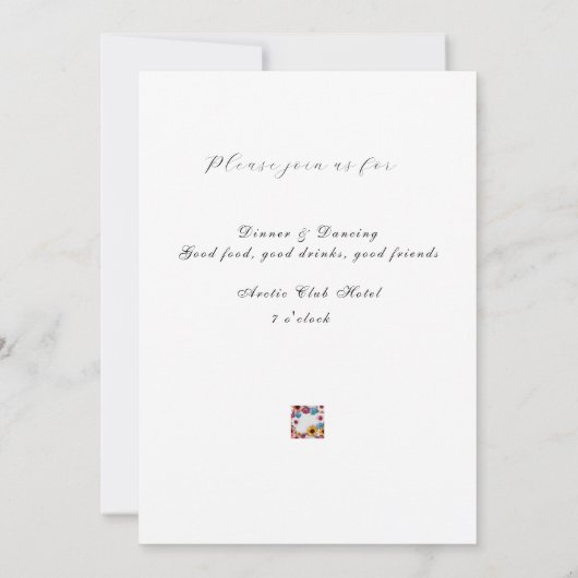 Minimalistische Elegante Floral bruiloft uitnodigi Kaart (Achterkant)