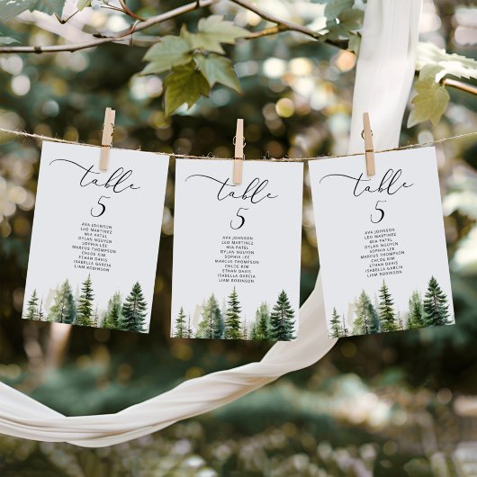 Minimalistische elegante Forest Table Zitplaatskaa Kaart