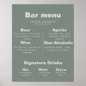 Minimalistische Elegante Formele Groene Trouwbarme Poster (Voorkant)