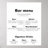 Minimalistische Elegante Formele Trouwbar Menu Pos Poster (Voorkant)