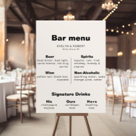 Minimalistische Elegante Formele Trouwbar Menu Pos Poster