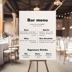 Minimalistische Elegante Formele Trouwbar Menu Pos Poster