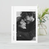 Minimalistische elegante foto bruiloft bedankkaart (Staand voorkant)