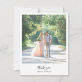 Minimalistische elegante foto bruiloft bedankkaart (Voorkant)