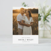 Minimalistische elegante foto bruiloft bedankkaart (Staand voorkant)