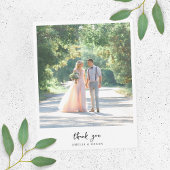 Minimalistische elegante foto bruiloft bedankkaart