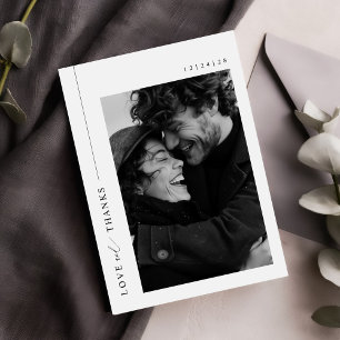 Minimalistische elegante foto bruiloft bedankkaart