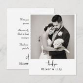 Minimalistische elegante foto bruiloft bedankkaart (Voorkant / Achterkant)