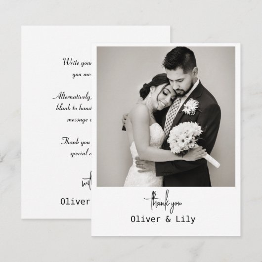 Minimalistische elegante foto bruiloft bedankkaart (Voorkant / Achterkant)