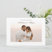 Minimalistische elegante foto bruiloft kaart (Staand voorkant)