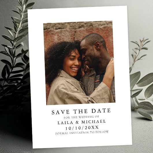 Minimalistische elegante foto bruiloft save the date