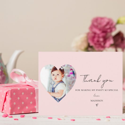 Minimalistische elegante foto eerste verjaardag da briefkaart