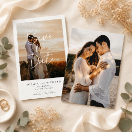 Minimalistische Elegante Foto Huwelijk Save The Date