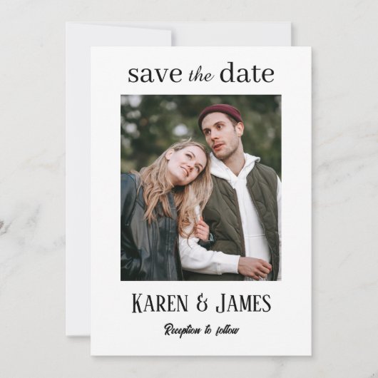Minimalistische elegante foto save the date (Voorkant)
