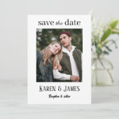 Minimalistische elegante foto save the date (Staand voorkant)