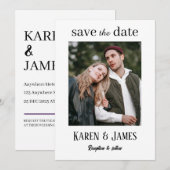 Minimalistische elegante foto save the date (Voorkant / Achterkant)