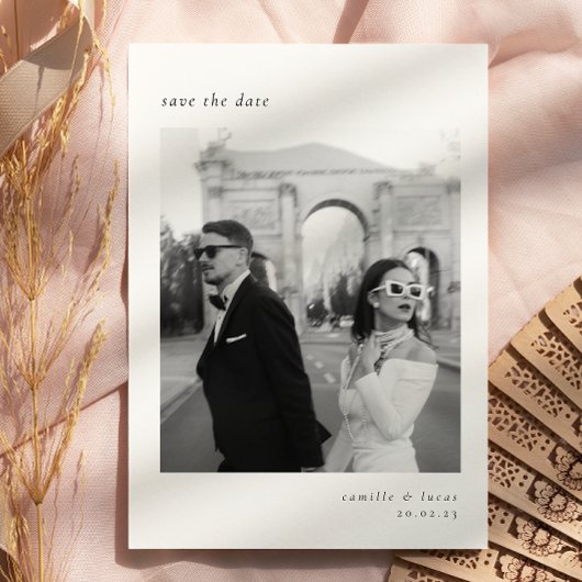 Minimalistische Elegante Foto Save the date Kaart