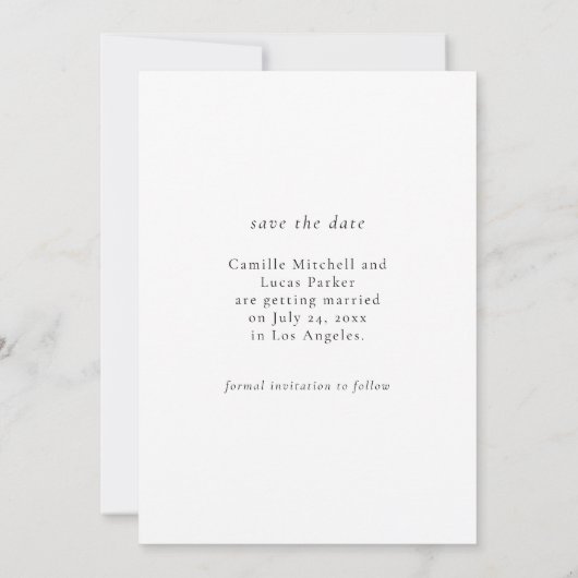 Minimalistische Elegante Foto Save the date Kaart (Achterkant)