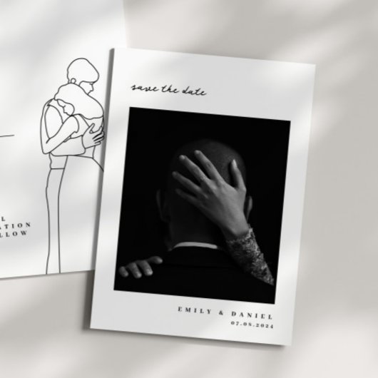 Minimalistische Elegante Foto Save the date Uitnod
