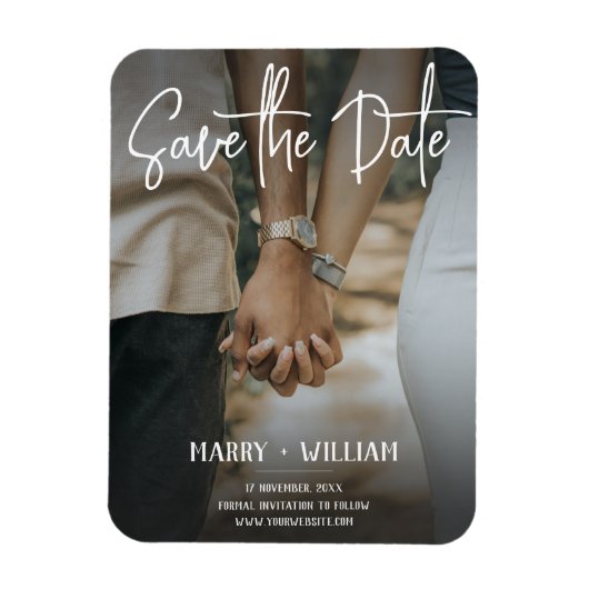 Minimalistische elegante foto's bewaren de datum magneet (Verticaal)