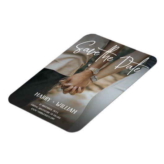 Minimalistische elegante foto's bewaren de datum magneet (Linkerzijde)