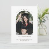Minimalistische elegante Gebogen foto afstuderen Save The Date (Staand voorkant)