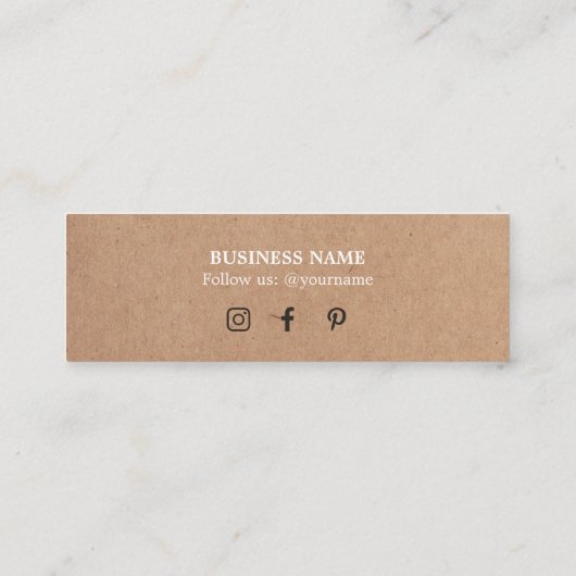 Minimalistische elegante gedrukte Kraft White Hart Mini Visitekaartje (Achterkant)