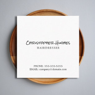 Minimalistische Elegante Gewone Witte Kapper Vierkante Visitekaartje