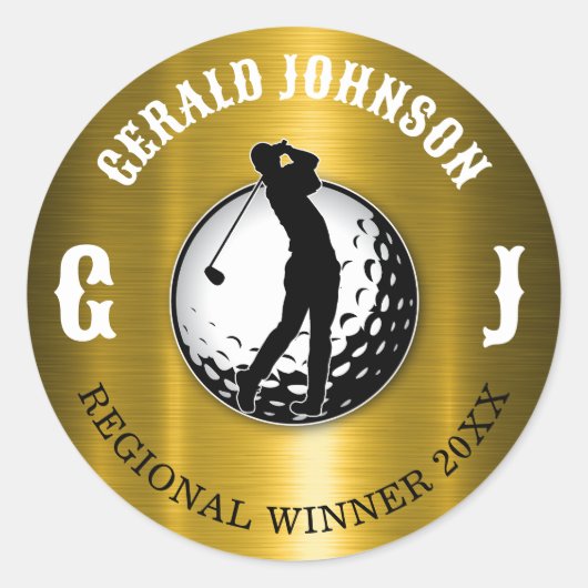 Minimalistische Elegante Golf Design Klassieke Ron Ronde Sticker (Voorkant)