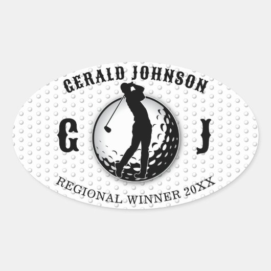 Minimalistische Elegante Golf Design Ovale Sticker (Voorkant)